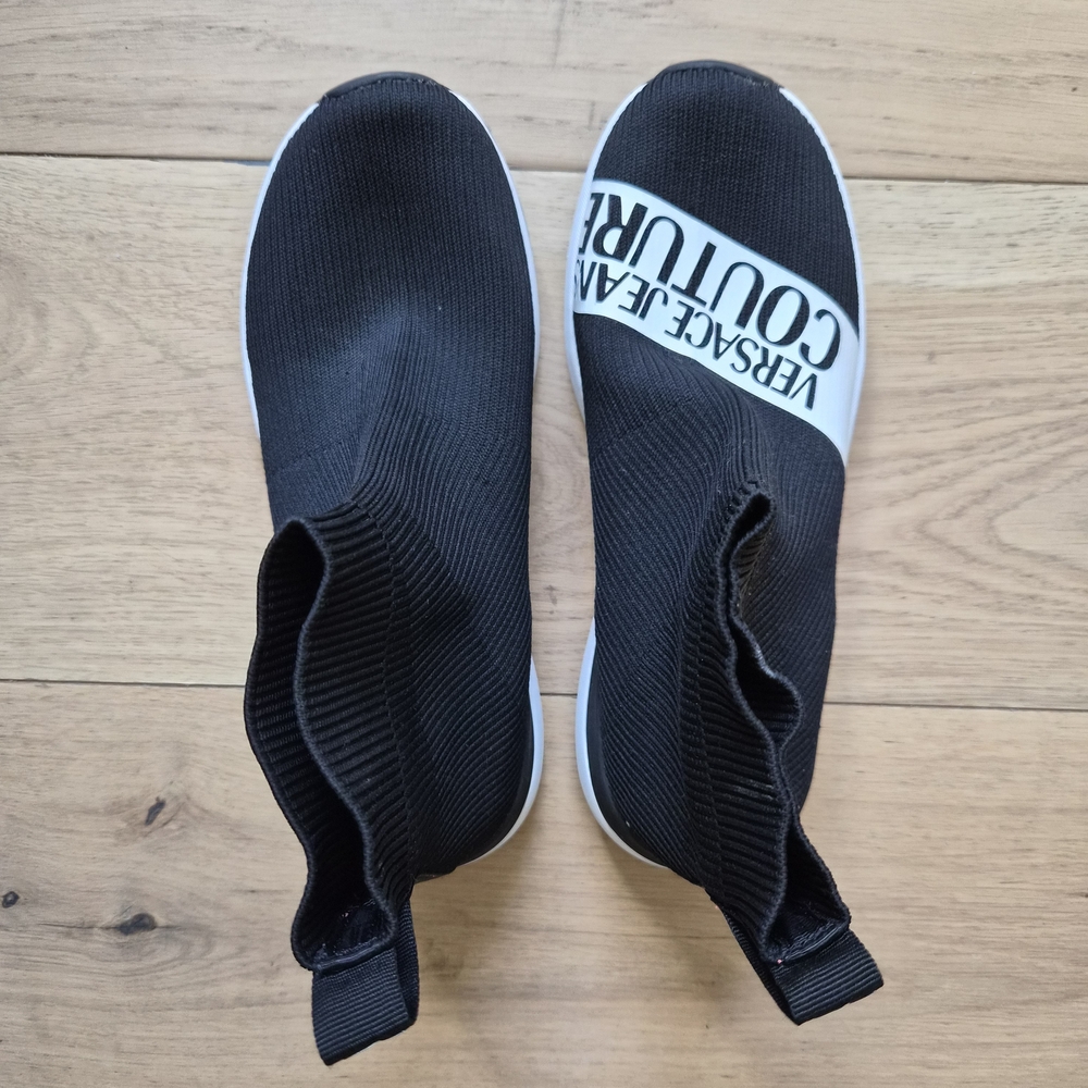 Versace Jeans Collection Black Slip-On Knit Sneakers